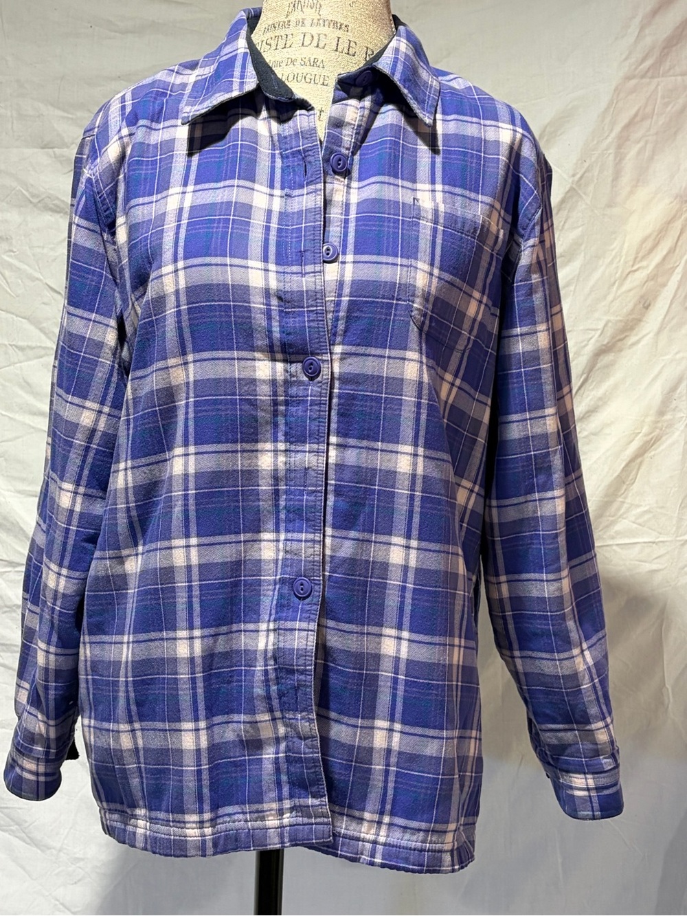 L.L.Bean Blue Fleece‎ Lined Flannel Shirt Jacket